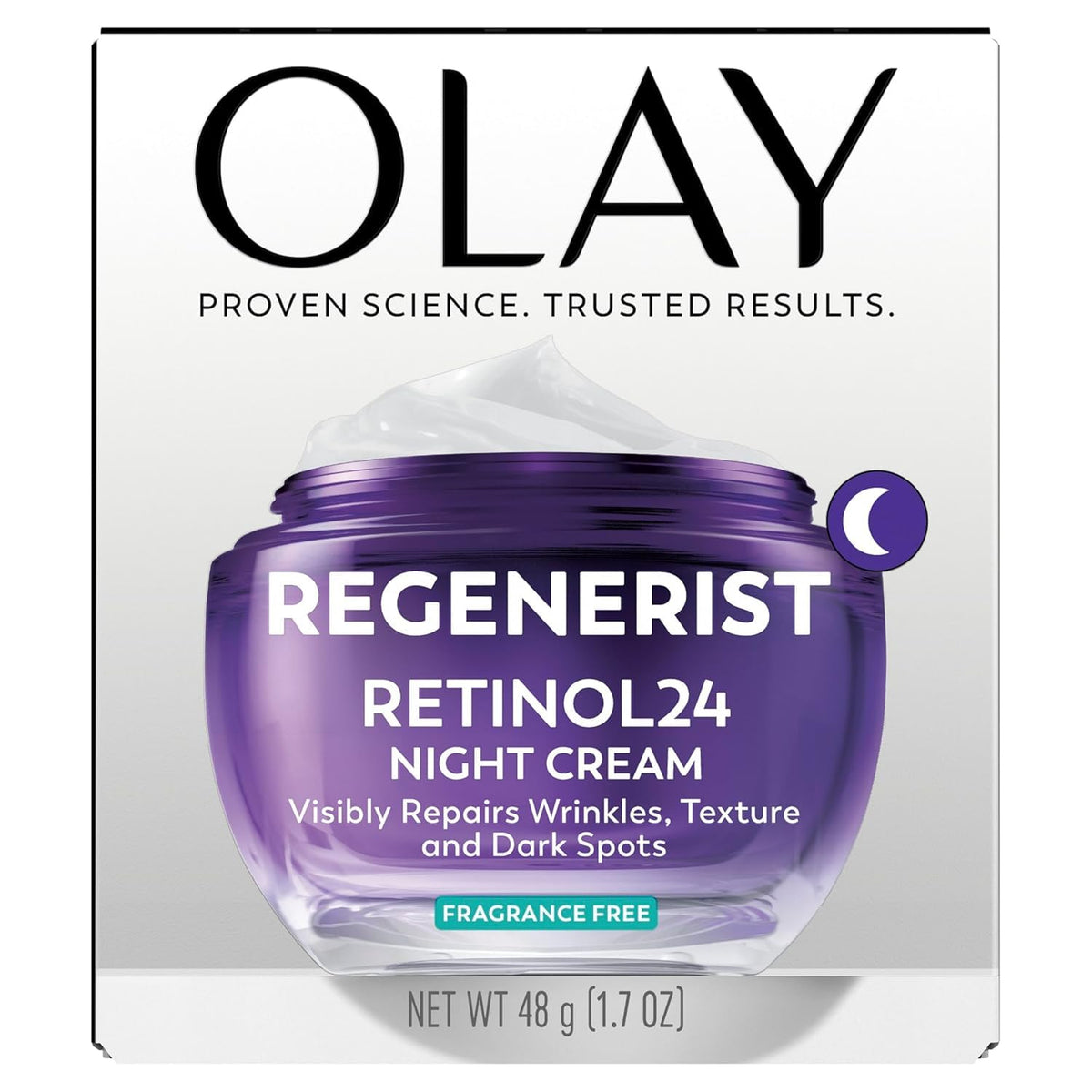 Olay Retinol Night Cream for Women, Anti-Aging Face Moisturizer, Fragrance-Free, Non Greasy - Anti-Wrinkle, Smooth Fine Lines, Hydrating Skin Care - Triple Collagen Cream, Peptide, Niacinamide, 1.7oz Olay