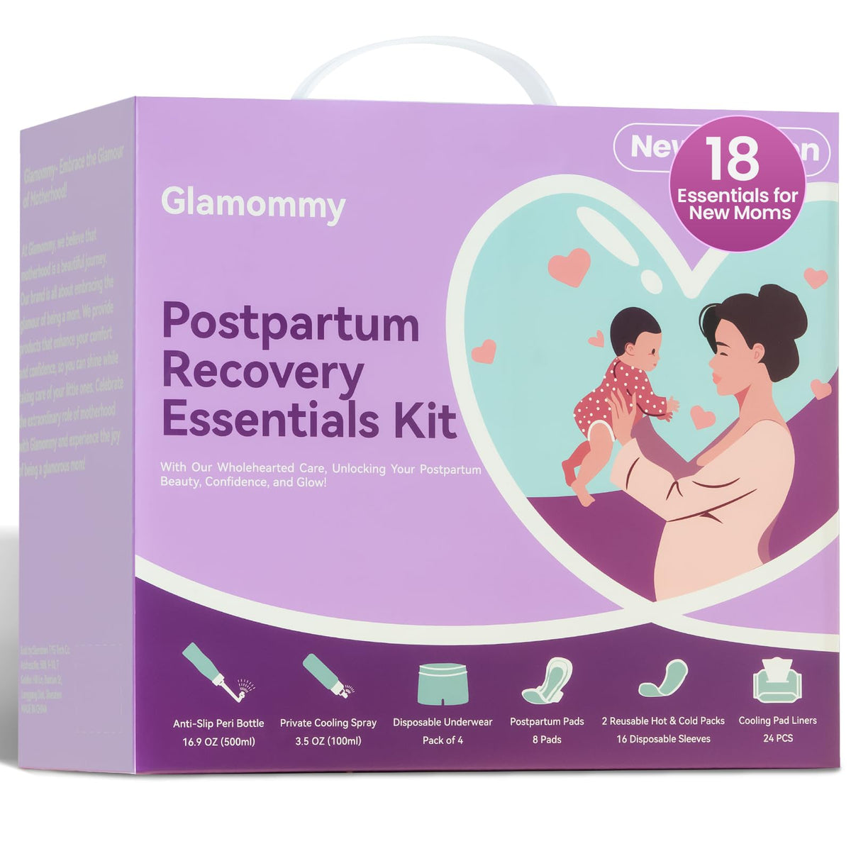 Glamommy Postpartum Recovery Essentials Kit, Labor & Delivery Care for Mom Glamommy
