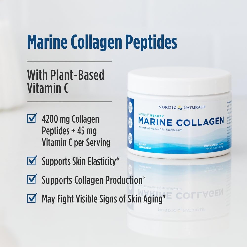 Nordic Naturals Nordic Beauty Marine Collagen Powder, Strawberry - 5.29 Ounces - Collagen Powder Supplement for Healthy Skin, Joints, and Bones, Vitamin C for Antioxidant Support - 30 Servings Nordic Naturals buy australia supplements