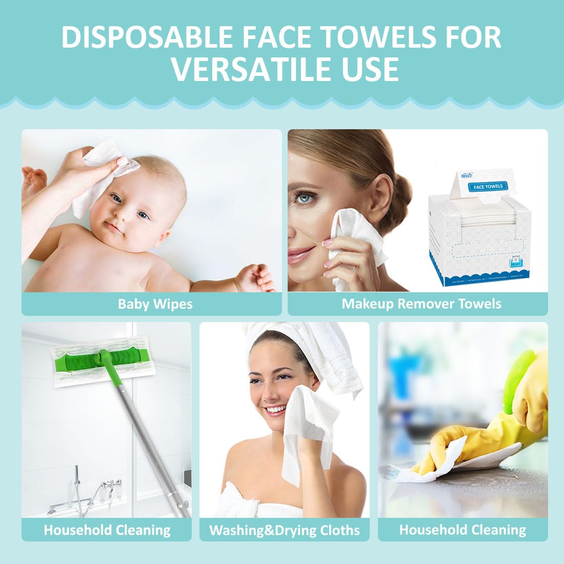 HOMEXCEL Face Towels, Disposable Face Towelette Ultra Soft & Absorbent HOMEXCEL