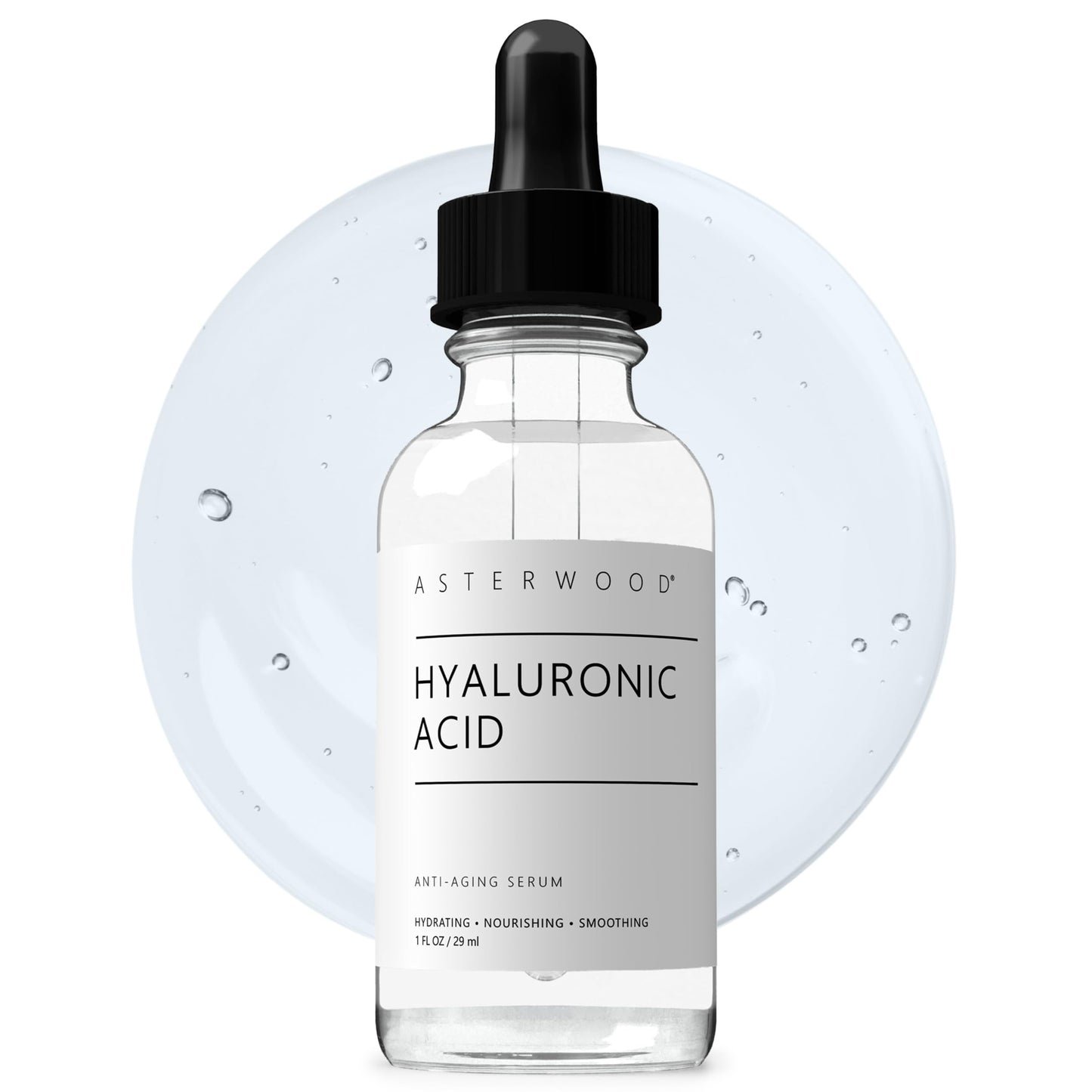 Asterwood Hyaluronic Acid Serum for Face - Plumping, Anti-Aging, Hydrating - Fragrance-Free - 1 Fl Oz Asterwood