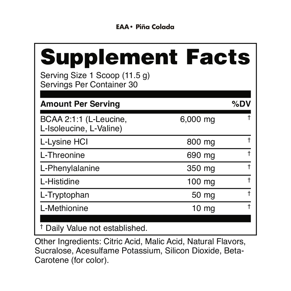 Bucked Up Essential Amino Acids - EAA Powder - Easy Mix, Non Clumping Formula - for Pre/Intra Workout - Pina Colada Flavor - 30 Servings - 11.6 oz