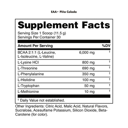 Bucked Up Essential Amino Acids - EAA Powder - Easy Mix, Non Clumping Formula - for Pre/Intra Workout - Pina Colada Flavor - 30 Servings - 11.6 oz