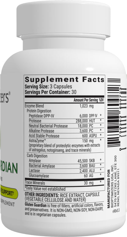 BIOptimizers Gluten Guardian 3.0 - Enzyme Supplement with DPP-IV to Support Gluten Digestion – May Help Prevent Bloating, BIOptimizers