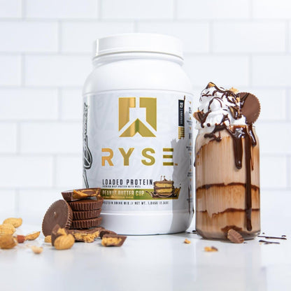 RYSE Loaded Protein Powder - Jet-Puffed Marshmallow - 25g Whey Protein Isolate & Concentrate with Prebiotic Fiber & MCTs - Low Carb, Low Sugar, Digestive-Friendly - 27 Servings / 2 lb Tub