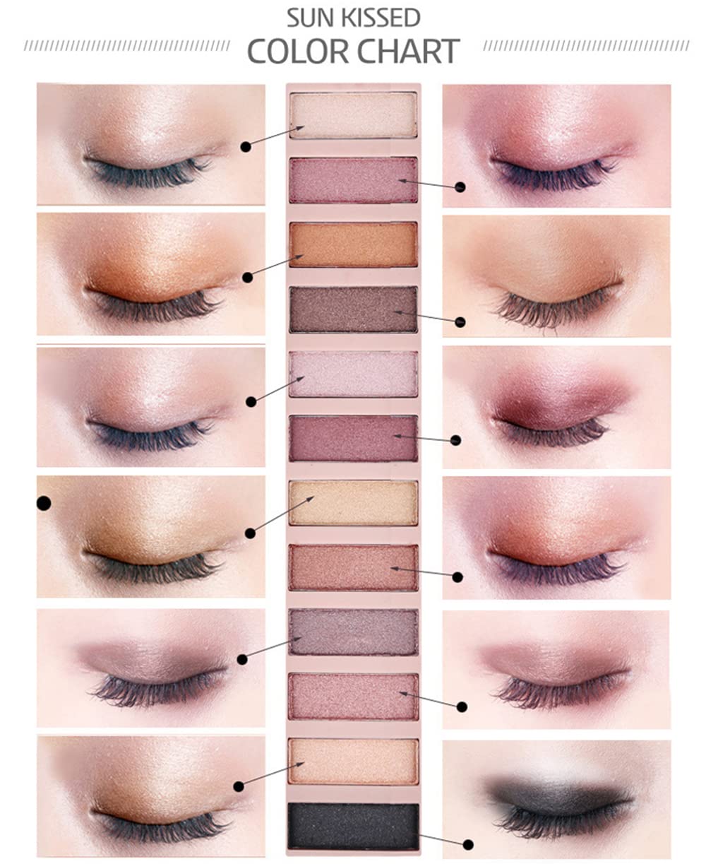 BOLOPER 2 Pack 12 Colors Makeup Nude Colors Eyeshadow Palette Natural Nude Matte Shimmer Glitter Pigment Eye Shadow Pallete Set Waterproof Smokey Professional Beauty Makeup Kit (2 PCS) BOLOPER