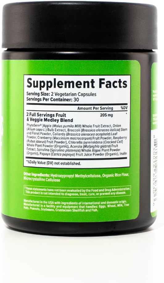 InnoSupps Full Spectrum Reds & Greens Superfood Capsules – Fruit & Vegetable Blend with Spirulina & Chlorella, Antioxidant Immune & Gut Health Support Supplement