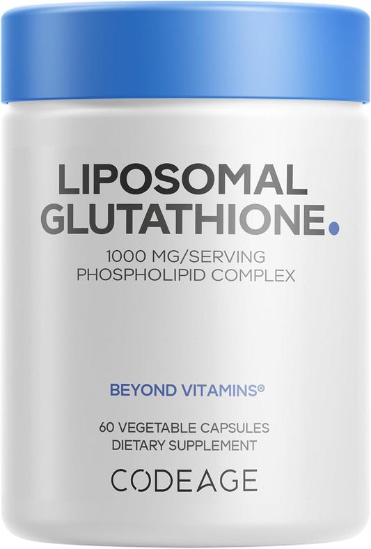 Codeage Liposomal Glutathione 1000 mg Supplement, High-Potency Reduced L-Glutathione - Liposomal Delivery - Phospholipids - Non-GMO, Gluten-Free - 60 Capsules