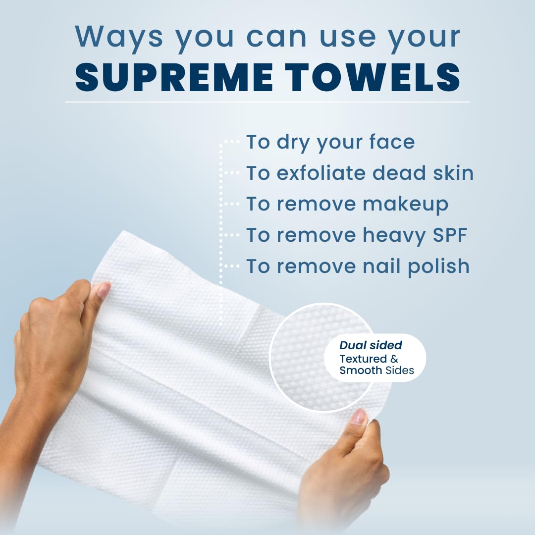 Clean Skin Club Clean Towels XL® Supreme, 100% USDA Biobased Face Towel, Disposable Face Towelette, Eczema Association Accepted, Thicker Textured Dry Wipes, Ultra Absorbent & Soft, 1 Pack, 50 Ct CLEAN SKIN CLUB