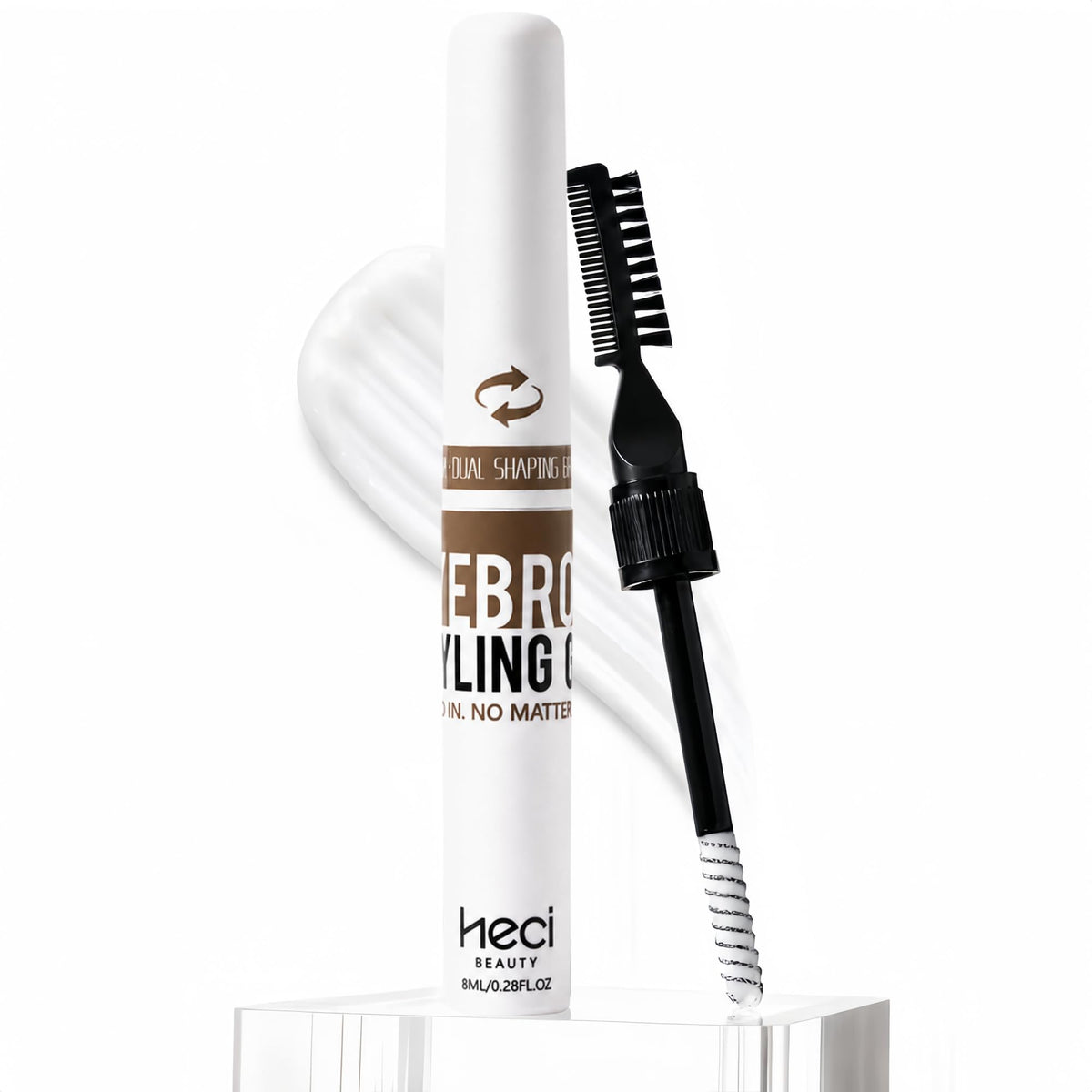HECI BEAUTY Clear eyebrow Gel,Wax Hybrid brow gel with Dual Brush,8ml HECI BEAUTY