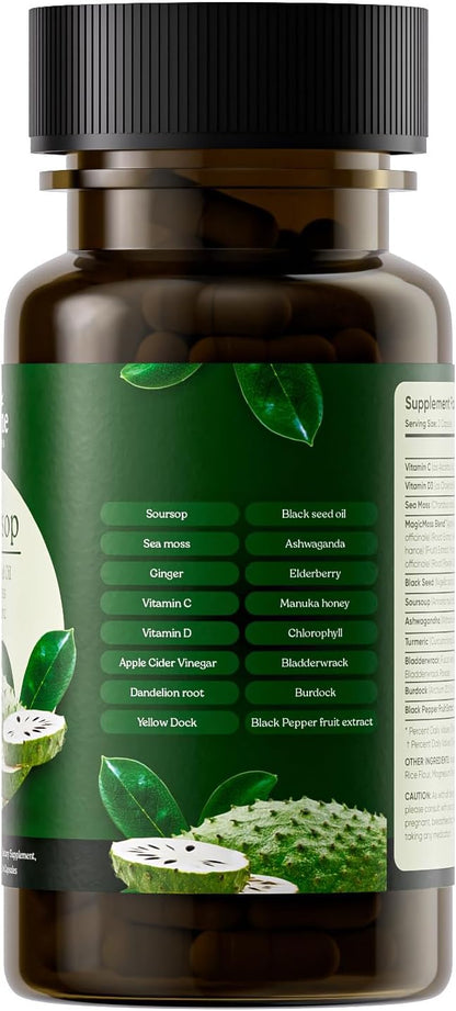 Serene Herbs 17-in-1 Sea Moss Capsules with Irish Seamoss, Black Seed Oil, Ashwagandha, Turmeric & Bladderwrack - Advanced Immunity, Energy & Gut Support - Natural Herbal Supplement - 60 Count