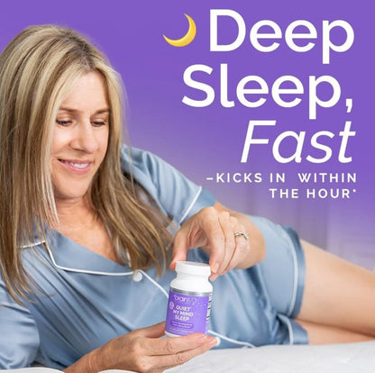 BRAINMD Quiet My Mind Sleep Supplement - Natural Sleep Aid with Magnesium, GABA, and Melatonin - 60 Capsules