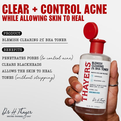 Thayers Blemish Clearing Salicylic Acid Toner, Acne Treatment Face Toner with 2% Salicylic Acid, Soothing and Non-Stripping Skin Care, 12 Fl Oz THAYERS