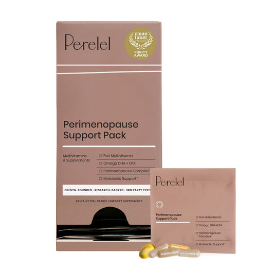Perelel Peri Support Pack, Perimenopause Vitamins for Women, for Womens Nutrition Support & Overall Wellness, Soy & Gluten Free, Non GMO, 30 Daily Pill Packs Perelel