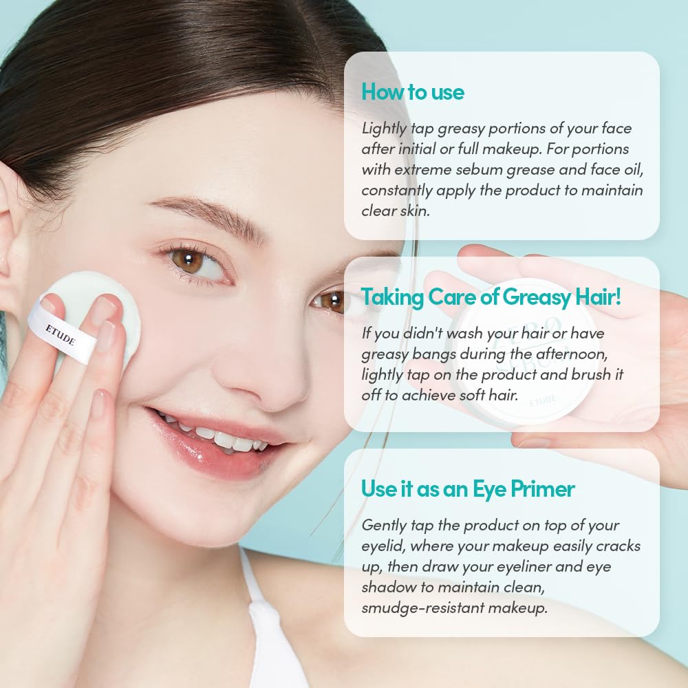 ETUDE Zero Sebum Loose Setting Powder for Oily Skin, Soft Matte, 0.14 oz ETUDE