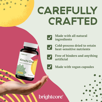 Brightcore Nutrition - Kimchi One, Kimchi Powder Capsules, Probiotics, Enzymes, & Antioxidant Supplement, Premium Gut Health Superfood Brightcore