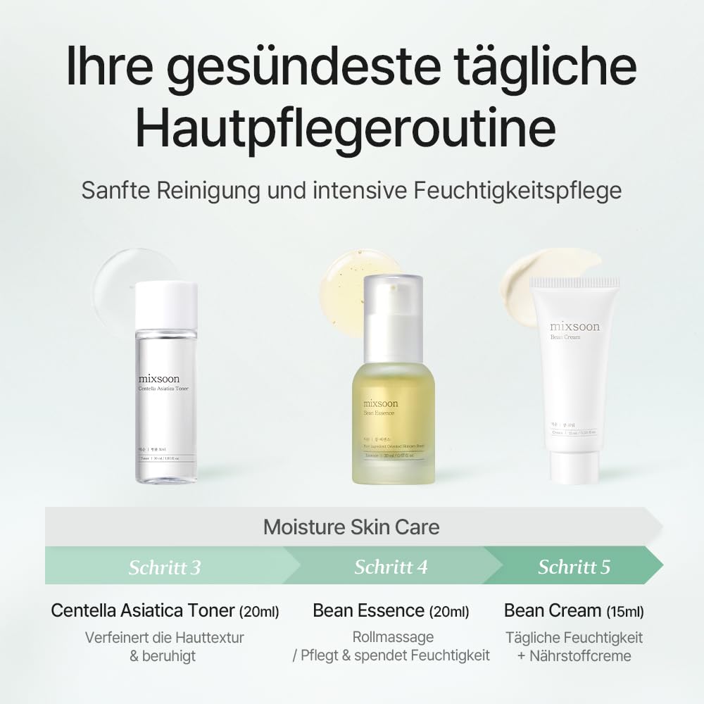 mixsoon Pure Glow Essentials Set - 5-Step Skincare Kit - Travel kit, Travel size kit, Hydrating Skincare Gift Set (15ml*1+20ml*3+30ml*1) Korean Glass Skin Care mixsoon