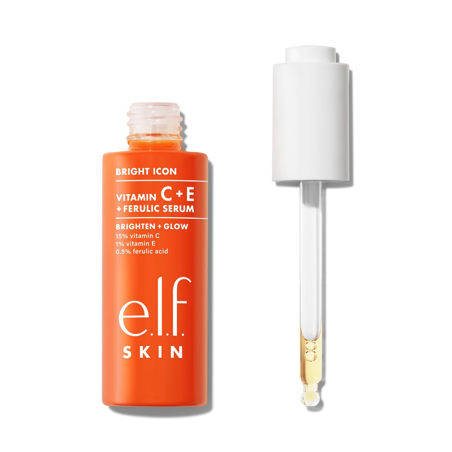 e.l.f. SKIN Bright Icon Vitamin C + E + Ferulic Serum, Brightening & Soothing Face Serum, Helps Even Skin Tone e.l.f.