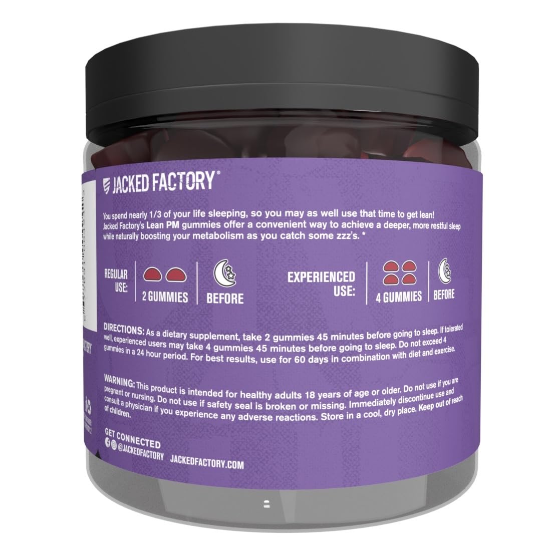 Jacked Factory Lean PM Weight Loss Gummies - Night Time Fat Burner & Appetite Suppressant Sleep Supplement with Melatonin & Ashwagandha Jacked Factory buy australia supplements
