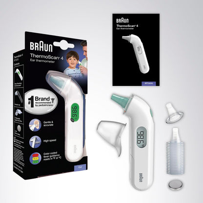 Braun ThermoScan 4 Digital Ear Thermometer for Kids and Adults, Professional Accuracy, Color Coded and Audio Fever Guidance for Babies, Toddlers Gsupps Australia