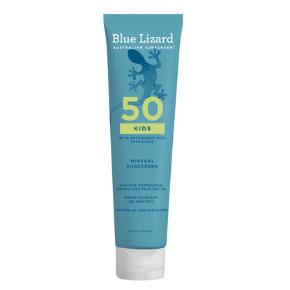 Blue Lizard Kids Mineral SPF 50 Sunscreen Lotion, 100% Mineral, Children’s Sunscreen, Water-Resistant Formula, Paraben-Free, Fragrance-Free, 5 fl oz BLUE LIZARD