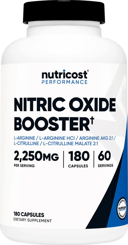 Nutricost Nitric Oxide Booster 2250mg, 180 Capsules - 750mg Per Casule, 60 Servings - Gluten Free and Non-GMO Nutricost
