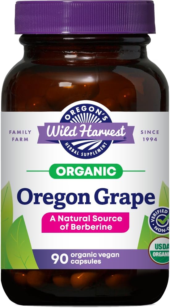 Oregon's Wild Harvest, Certified Organic Oregon Grape, Berberine Supplement, 1140 mg, 90 Count Gsupps Australia