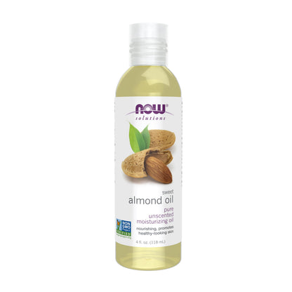 NOW Foods Solutions, Sweet Almond Oil, 100% Pure Moisturizing Oil, Promotes Healthy-Looking Skin, Unscented , 4-Ounce NOW