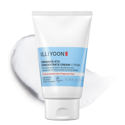 Illiyoon Ceramide Ato Concentrate Cream | Moisturizer for Dry & Sensitive Skin, 100hr Lasting Hydration, For Face & Body, Gentle for Infants, Moisture Barrier Repair, Vegan Certified, 6.76 fl.oz. Illiyoon
