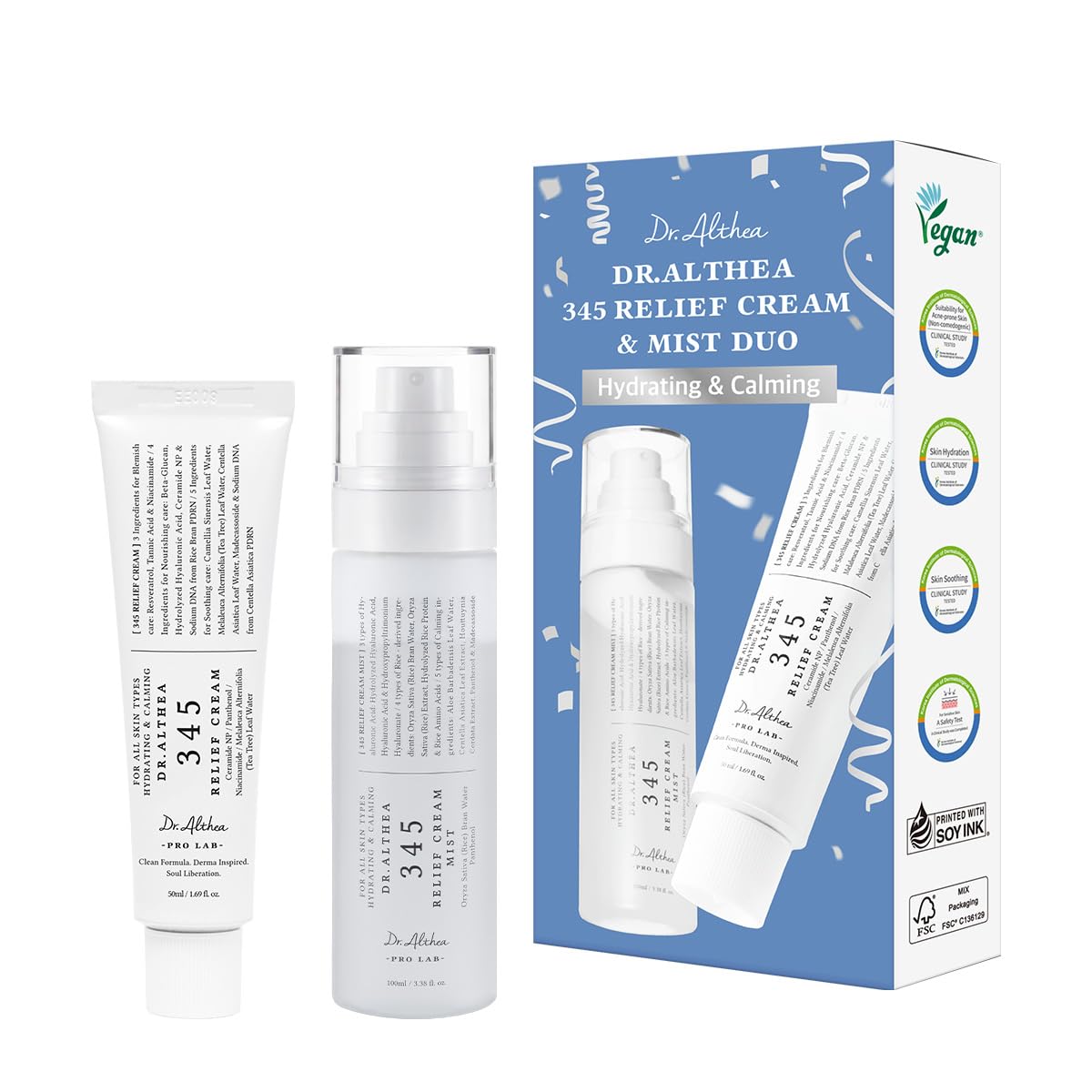 Dr.Althea 345 Relief Cream & Mist Duo, Korean Vegan Skin Care Set Dr.Althea