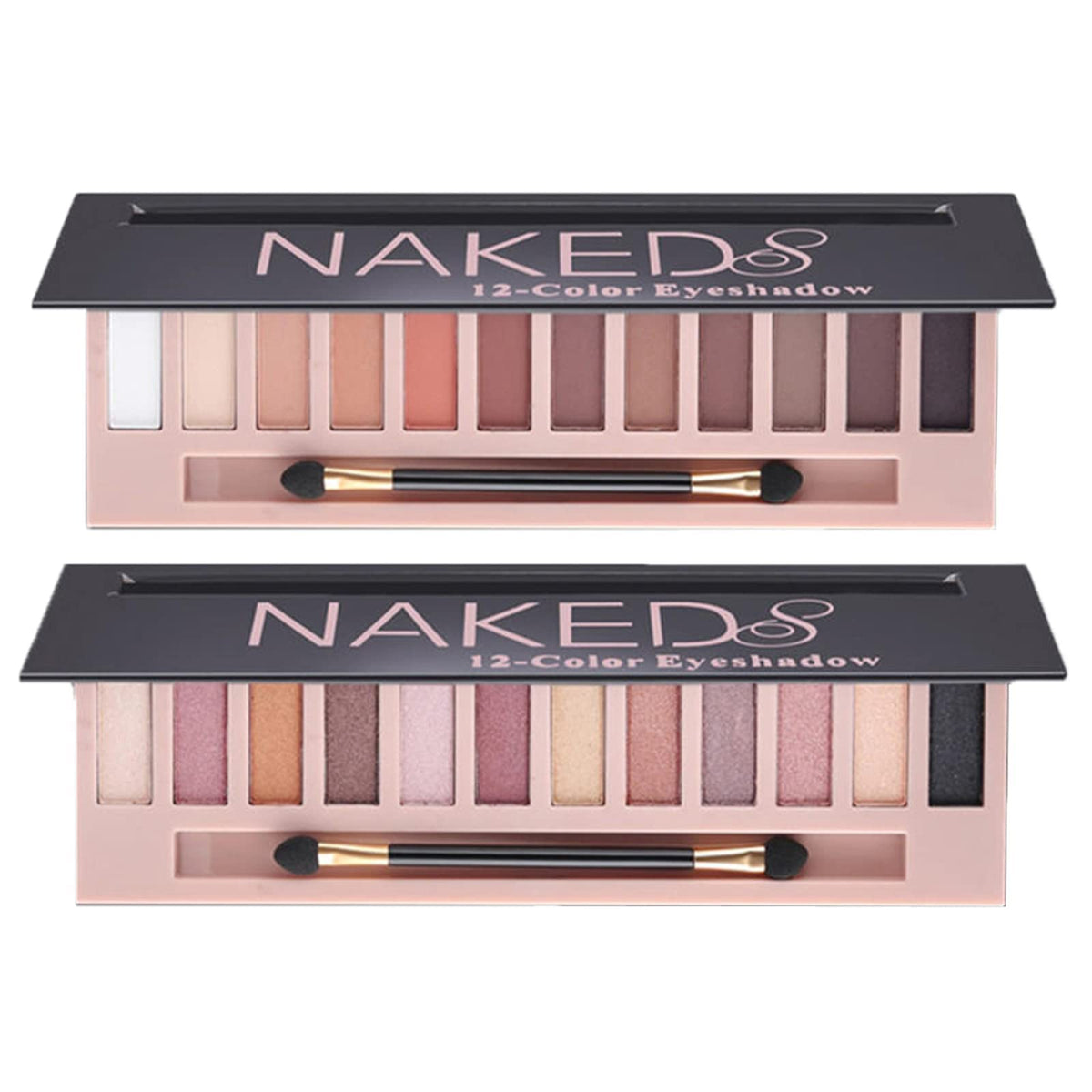 BOLOPER 2 Pack 12 Colors Makeup Nude Colors Eyeshadow Palette Natural Nude Matte Shimmer Glitter Pigment Eye Shadow Pallete Set Waterproof Smokey Professional Beauty Makeup Kit (2 PCS) BOLOPER