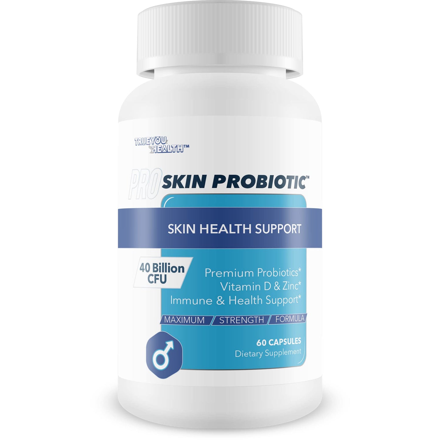 Pro Skin Probiotic - Skin Health Supporting Probiotic with Immune Support - Promote Healthy Skin Microbiome from Inside Out - Health Starts in the Gut - Support Reduced Breakouts, Redness, & Puffiness True You Health