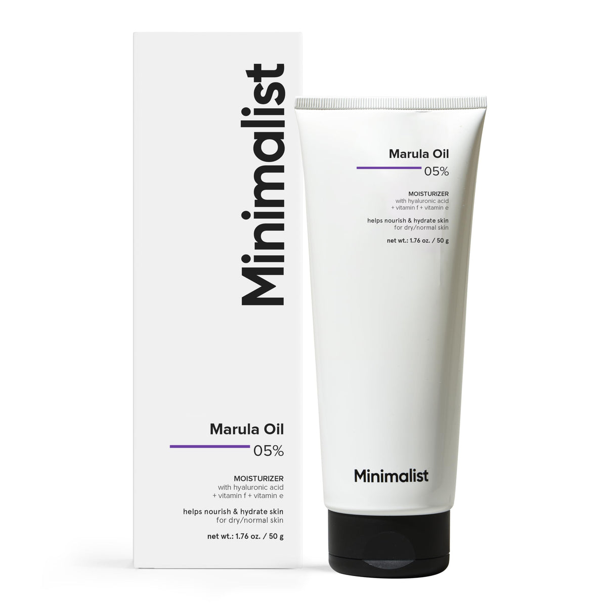 Minimalist Marula Oil 5% Face Moisturizer for Dry, Dehydrated, Flaky Skin | With Hyaluronic Acid, Vitamin E, Vitamin F for Barrier Repair & Hydration | For Women & Men | 1.7 Oz / 50 gm Minimalist