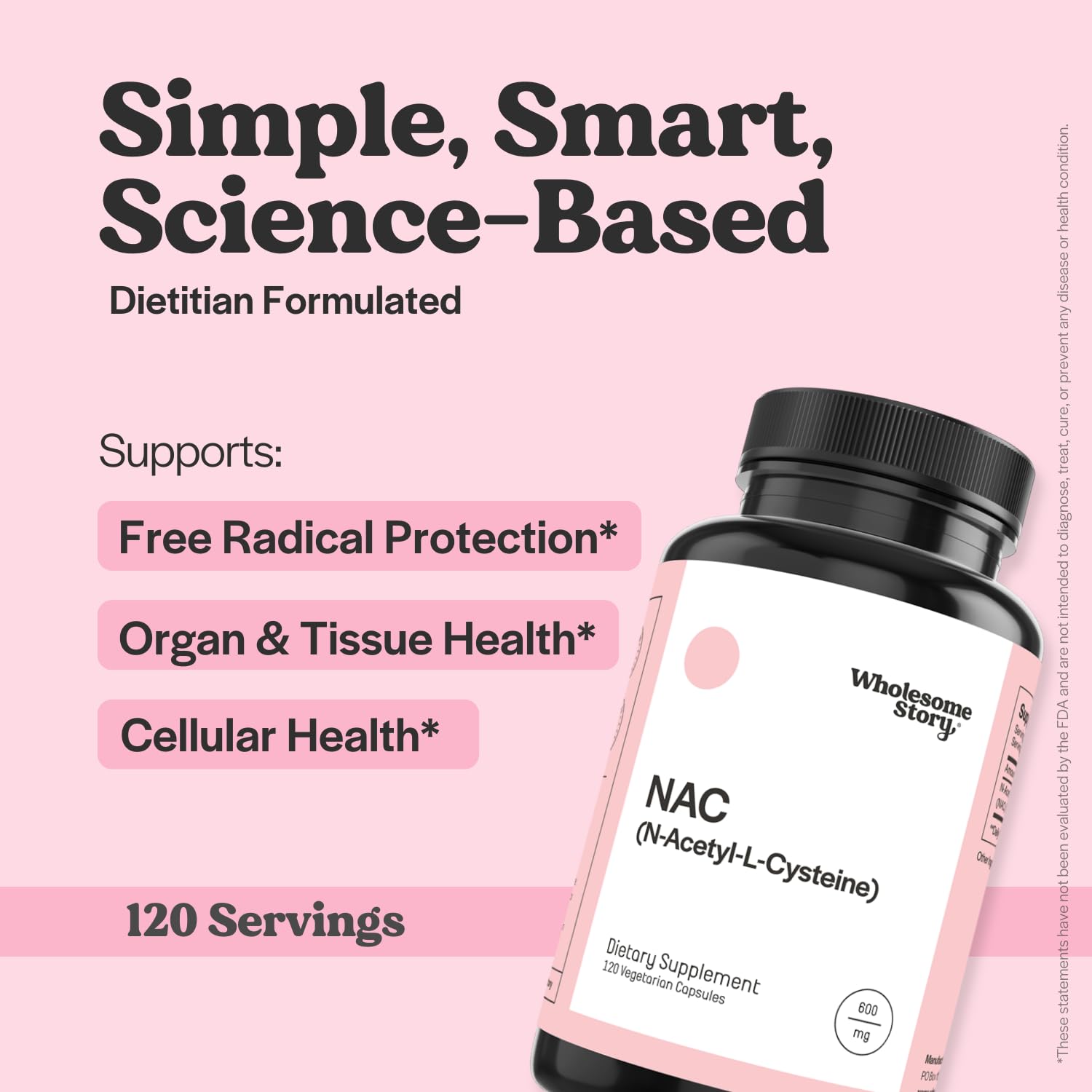Wholesome Story NAC Supplement N Acetyl Cysteine 600 mg | Liver, Lung & Fertility Support | 120 Capsules | 120 Serving Supply Wholesome Story buy australia supplements