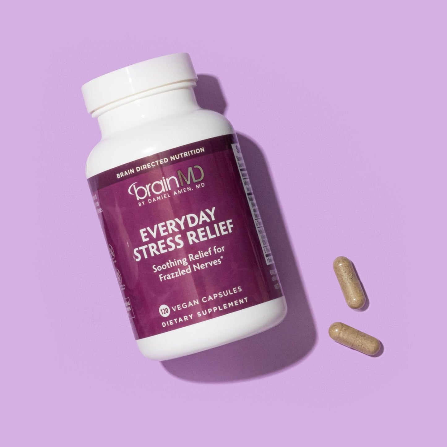 BRAINMD Dr Amen Everyday Stress Relief - 120 Capsules - Promotes Relaxation & Focus - Non-Drowsy - Gluten Free - 30 Servings