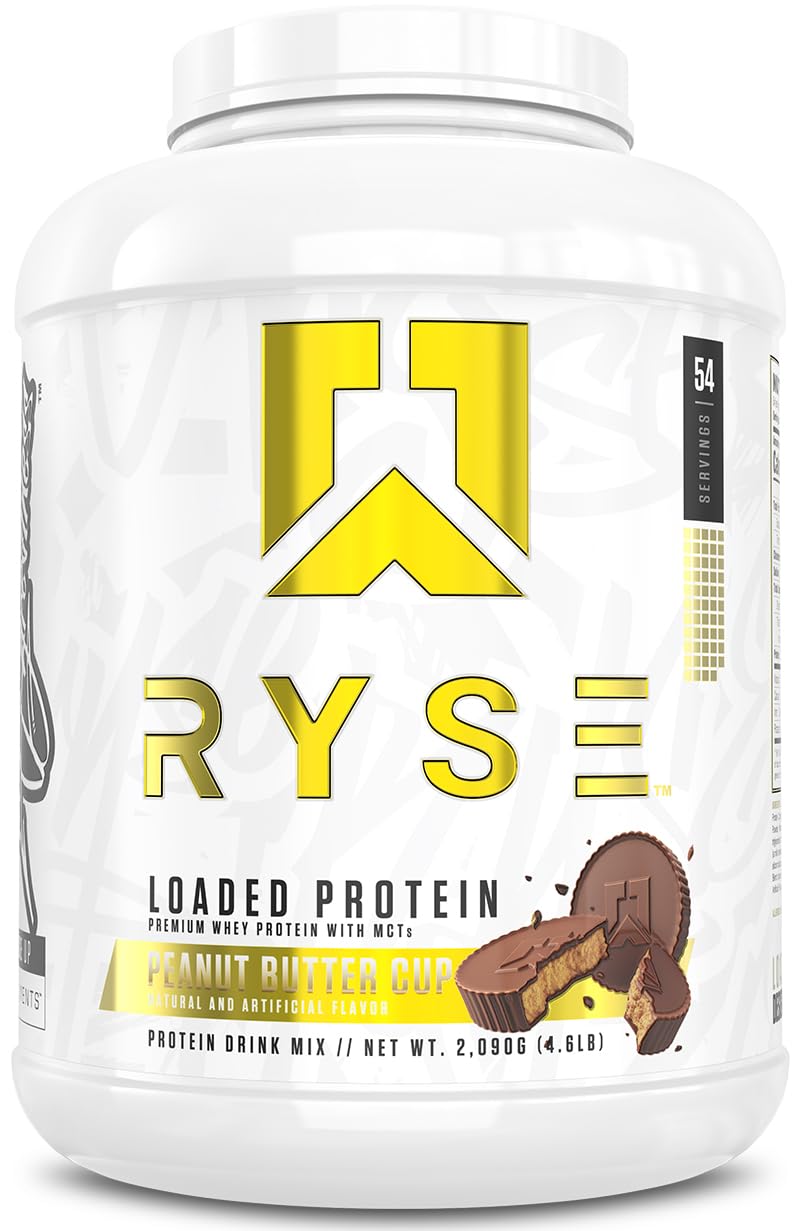 RYSE Loaded Protein Powder - Jet-Puffed Marshmallow - 25g Whey Protein Isolate & Concentrate with Prebiotic Fiber & MCTs - Low Carb, Low Sugar, Digestive-Friendly - 27 Servings / 2 lb Tub