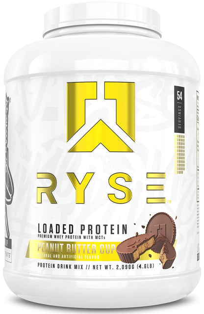 RYSE Loaded Protein Powder - Jet-Puffed Marshmallow - 25g Whey Protein Isolate & Concentrate with Prebiotic Fiber & MCTs - Low Carb, Low Sugar, Digestive-Friendly - 27 Servings / 2 lb Tub