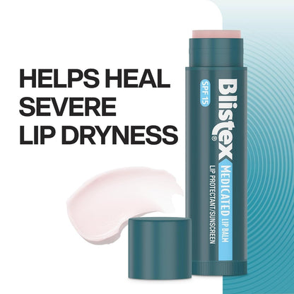 Blistex Medicated Lip Balm SPF 15, 24 Hr Moisture, 0.15 oz, 3 Count Blistex