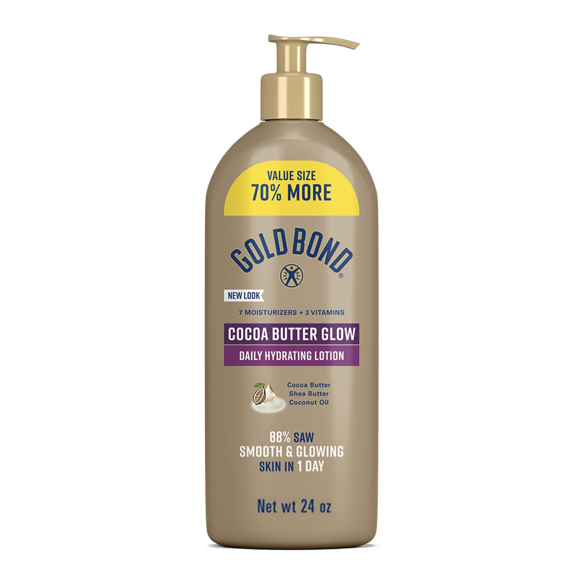 Gold Bond Cocoa Butter Glow Daily Hydrating Lotion for Dry Skin, 24 oz Gold Bond