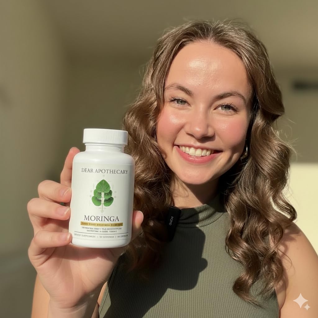 Moringa Oleifera Capsules 800mg - Pure Leaf Powder Superfood with Antioxidants Vitamins Minerals Amino Acids - Energy Immune Support Green Supplement for Men Women Dear Apothecary