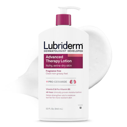Lubriderm Advanced Therapy Hand & Body Lotion, Fragrance Free, 32 fl. oz Lubriderm