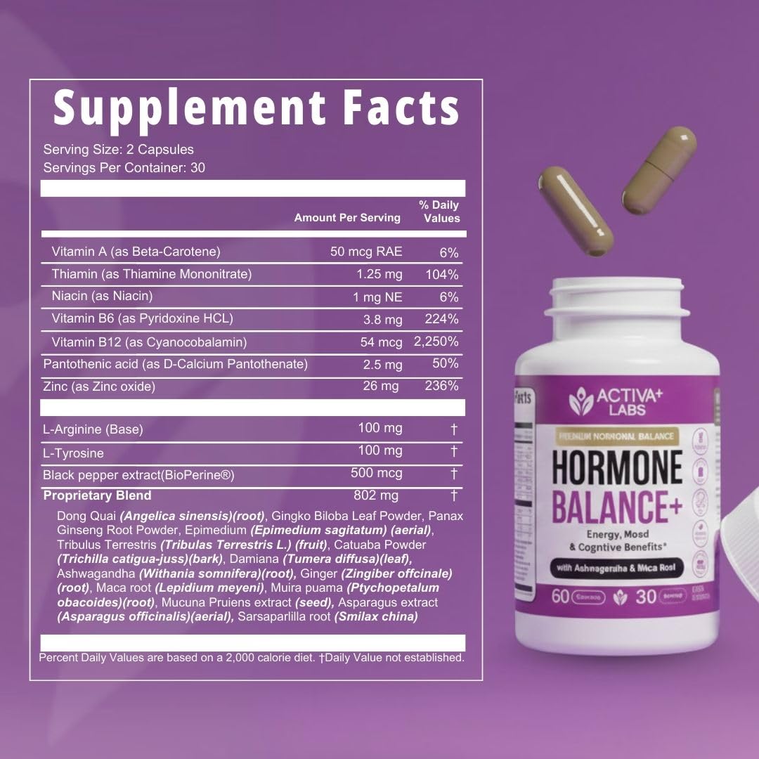 Activa Labs+ Hormone Balance for Women | Boost Energy, Mood, Libido and Focus | Supports Cycle&Menopause Comfort | Gluten, Soy&Lactose Free | 30 Day Supply Activa Labs buy australia supplements