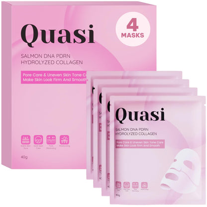 Quasi Salmon PDRN Collagen Mask – Korean Skin care Gel Face Mask for Hydration, Firming & Smoothing Skincare, Collagen Boost & Pore Care – 4 Masks, Non-Irritating, Natural Ingredients Quasi
