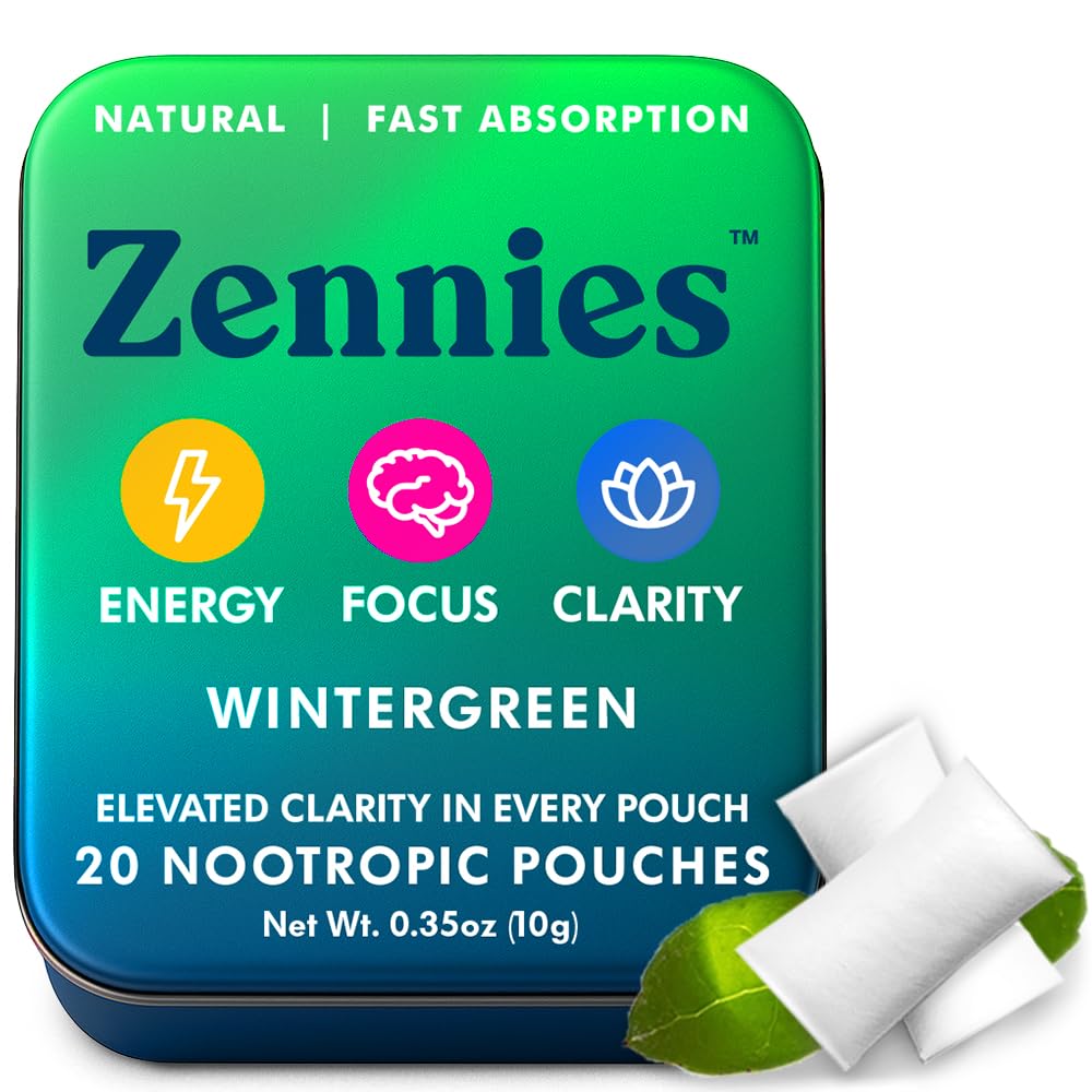 Zennies Caffeine Nootropic Pouches with Alpha GPC, L-Tyrosine & L-Theanine, Lion's Mane, Cordyceps, Reishi - Nicotine Free, No Sugar or Artificial Sweeteners Nootropic Energy Pouches, Wintergreen 1 PK Parrox buy australia supplements