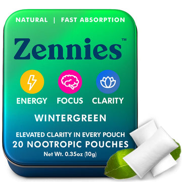 Zennies Caffeine Nootropic Pouches with Alpha GPC, L-Tyrosine & L-Theanine, Lion's Mane, Cordyceps, Reishi - Nicotine Free, No Sugar or Artificial Sweeteners Nootropic Energy Pouches, Wintergreen 1 PK Parrox buy australia supplements