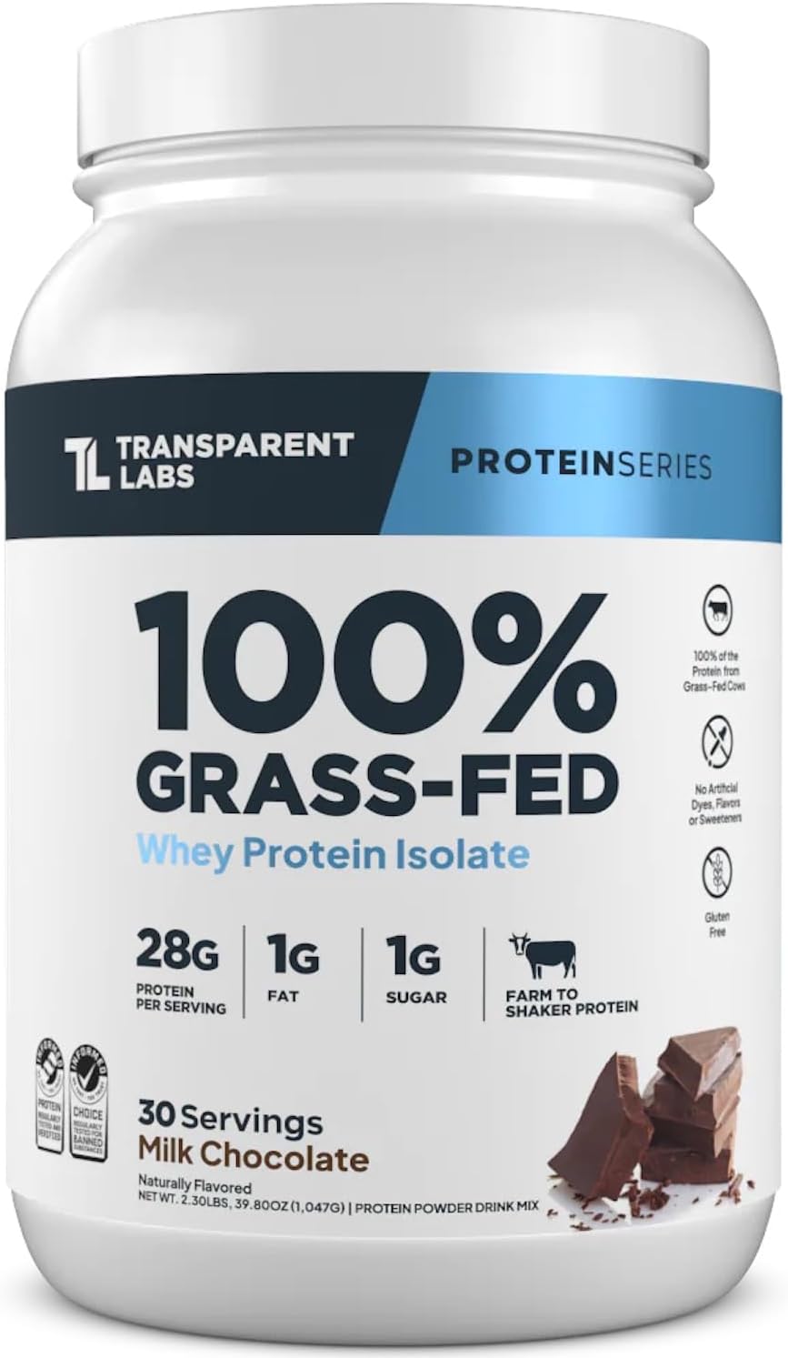 Transparent Labs Grass-Fed Whey Protein Isolate (30 Servings, Milk Chocolate) & Bulk Black Pre-Workout (30 Servings, Black Cherry)