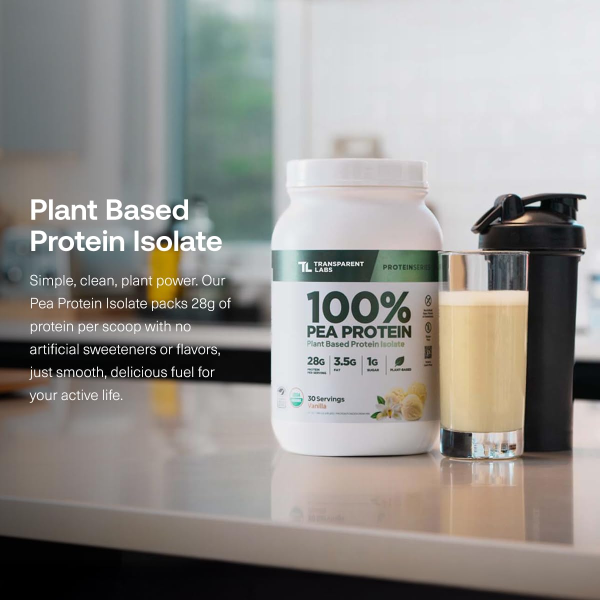 Transparent Labs 100% Pea Protein Powder - 28g Organic Plant Protein per Serving, Clean Pea Isolate Powder, USDA Organic, Vegan, Gluten-Free, Sugar-Free, Non-GMO - 30 Servings, Chocolate Transparent Labs buy australia supplements