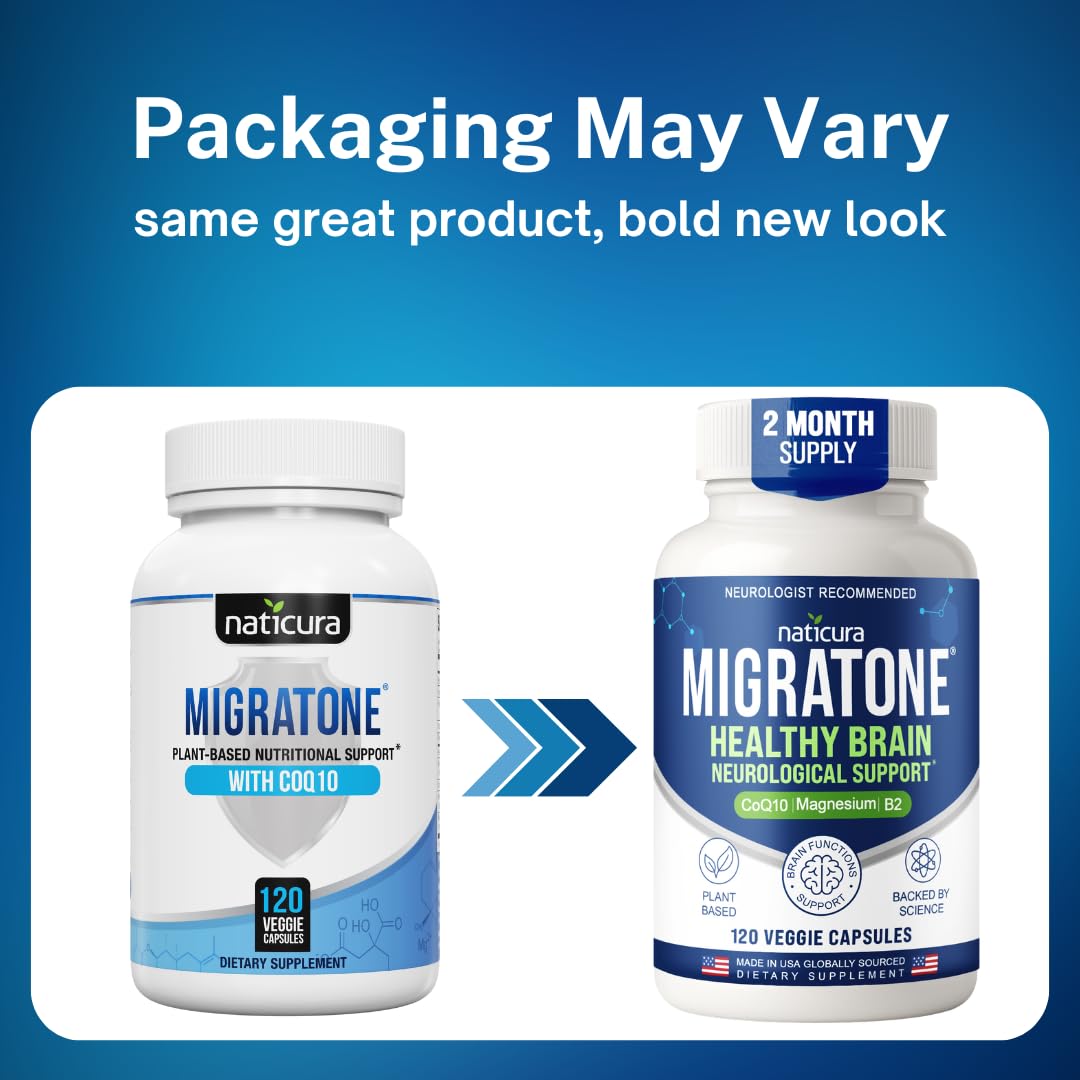 Migratone Migraine Relief Nutritional Support Supplement - with Magnesium, Riboflavin Vitamin B2, B6 & B12, Microactive Coq10, Feverfew, PA-Free Butterbur, and Folate - Clinically Preferred Blend Naticura buy australia supplements