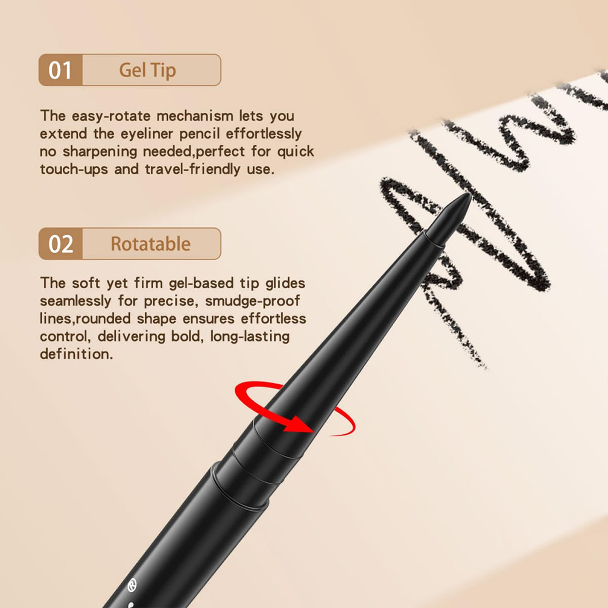 MooGlamor 12 Pack Black Gel Eyeliner Pencil Waterproof Retractable Eyeliner MooGlamor