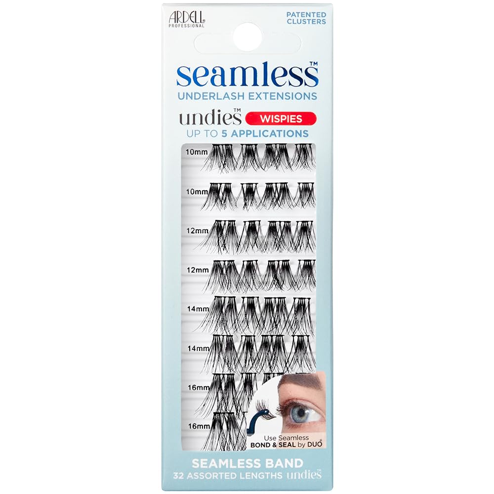 Ardell Seamless Eyelash Extensions Refill Kit Wispies - 32 Assorted Wispy Strip Cluster Lengths Customizable DIY Lash Clusters for Natural Look Lashes, 1 Pack Ardell